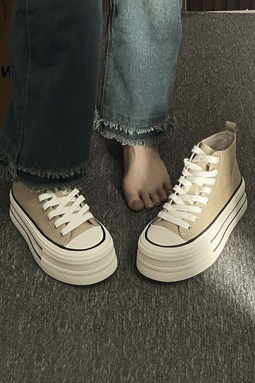 Lys Khaki Platform High Top Canvas joggesko